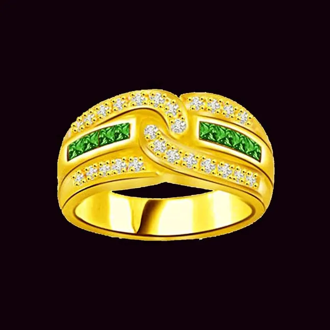 Mystical Green 0.28cts Diamond & Emerald Gold Ring (SDR1076)