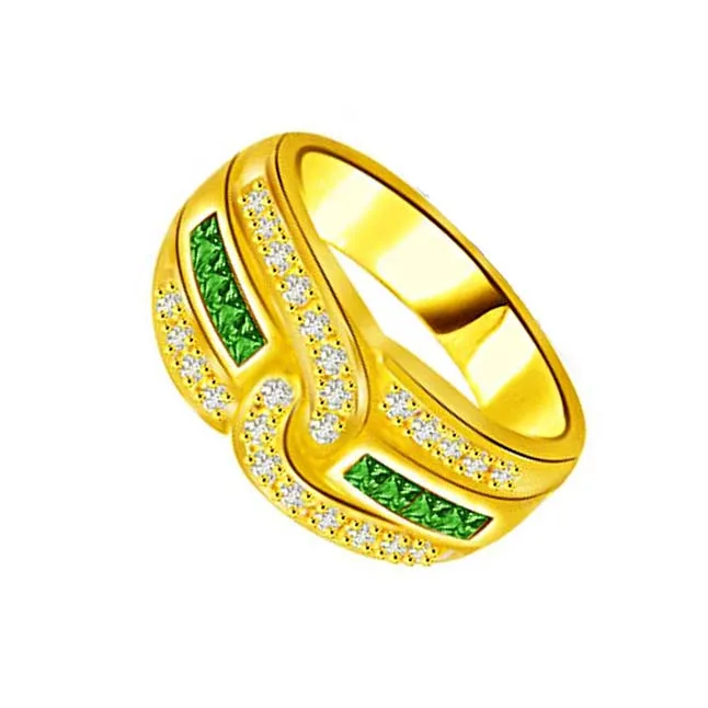Mystical Green 0.28cts Diamond & Emerald Gold Ring (SDR1076)