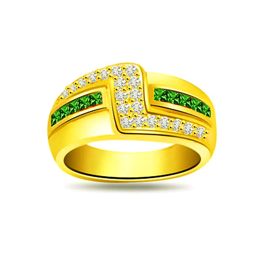 Emerald Enchantress 0.25ct Diamond & Emerald Gold rings SDR1077 -Diamond & Emerald
