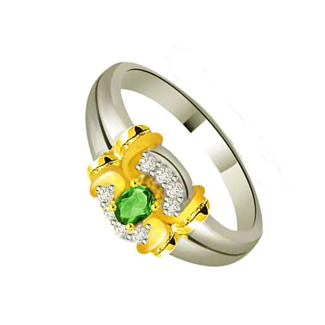 Prestigious Knot of Love Trendy Diamond & Emerald Ring (SDR1083)