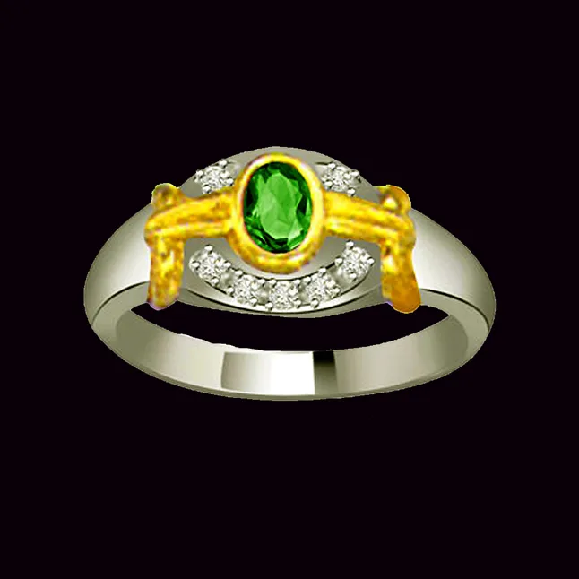 One Color of Rainbow Trendy Diamond & Emerald Ring (SDR1085)