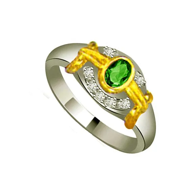 One Color of Rainbow Trendy Diamond & Emerald rings SDR1085 -Diamond & Emerald