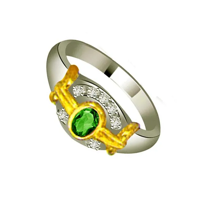 One Color of Rainbow Trendy Diamond & Emerald rings SDR1085 -Diamond & Emerald
