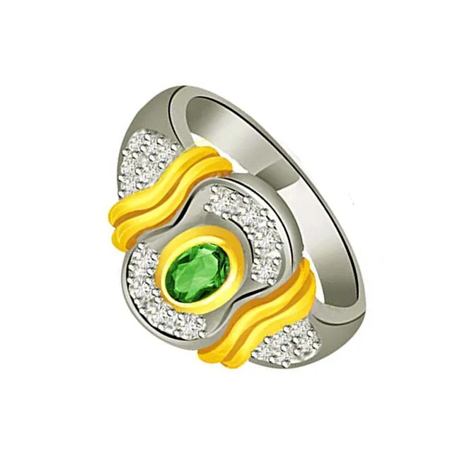 Elegance till Eternity 0.25cts Diamond & Emerald Gold Ring (SDR1086)