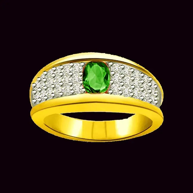 Shining Family 0.40ct Diamond & Emerald Gold rings SDR1087 -Diamond & Emerald