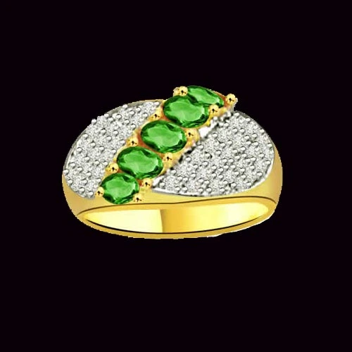 Sparkling Nature 0.40cts Diamond & Emerald Gold Ring (SDR1089)