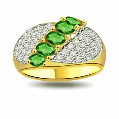 Sparkling Nature 0.40ct Diamond & Emerald Gold rings SDR1089 -Diamond & Emerald