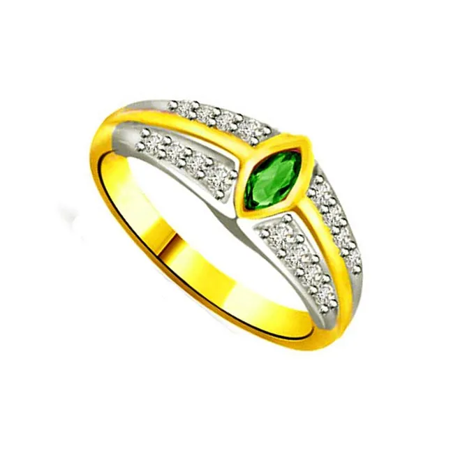 Evergreen Desire 0.16ct Diamond & Emerald Gold rings SDR1091 -Diamond & Emerald