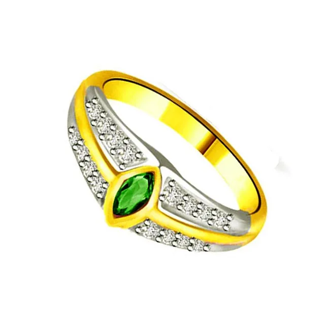 Evergreen Desire 0.16ct Diamond & Emerald Gold rings SDR1091 -Diamond & Emerald