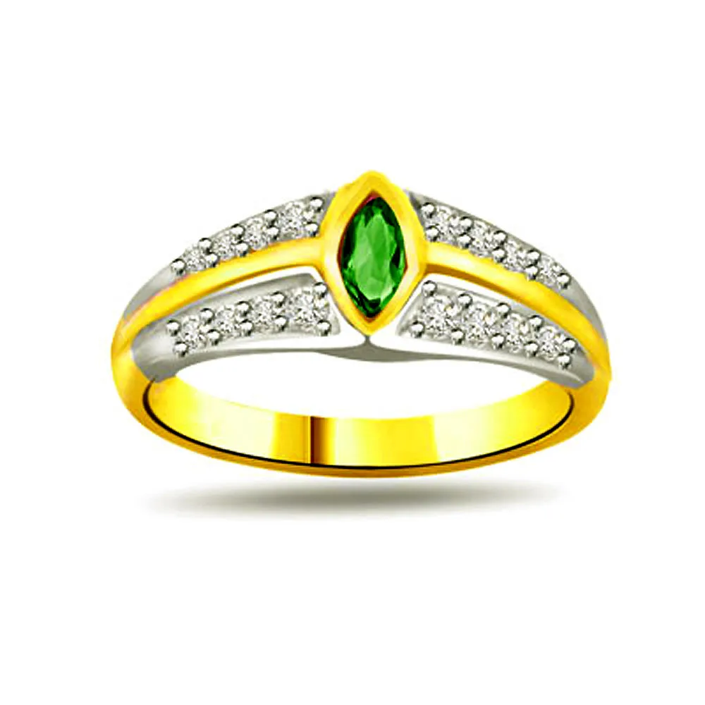 Evergreen Desire 0.16ct Diamond & Emerald Gold rings SDR1091 -Diamond & Emerald