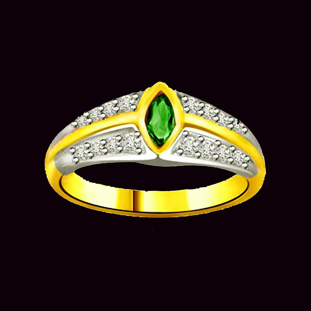 Evergreen Desire 0.16ct Diamond & Emerald Gold rings SDR1091 -Diamond & Emerald