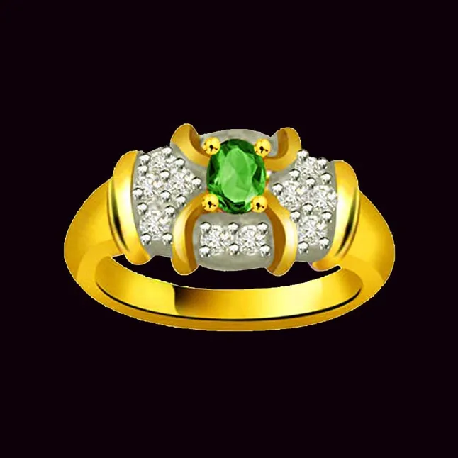 Angel's Dream 0.18cts Diamond & Emerald Gold Ring (SDR1092)
