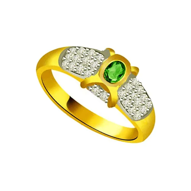 Shine of Bridal 0.30cts Diamond & Emerald Gold Ring (SDR1093)