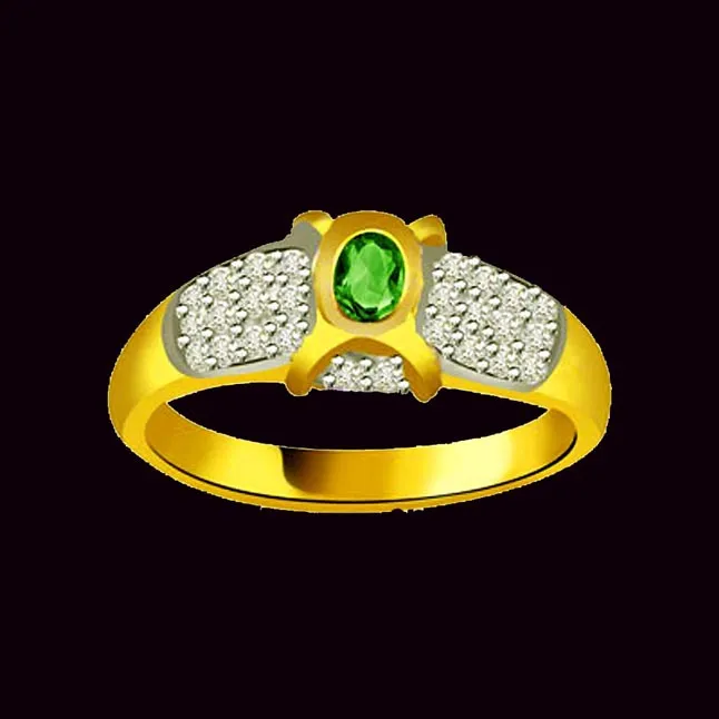 Shine of Bridal 0.30cts Diamond & Emerald Gold Ring (SDR1093)