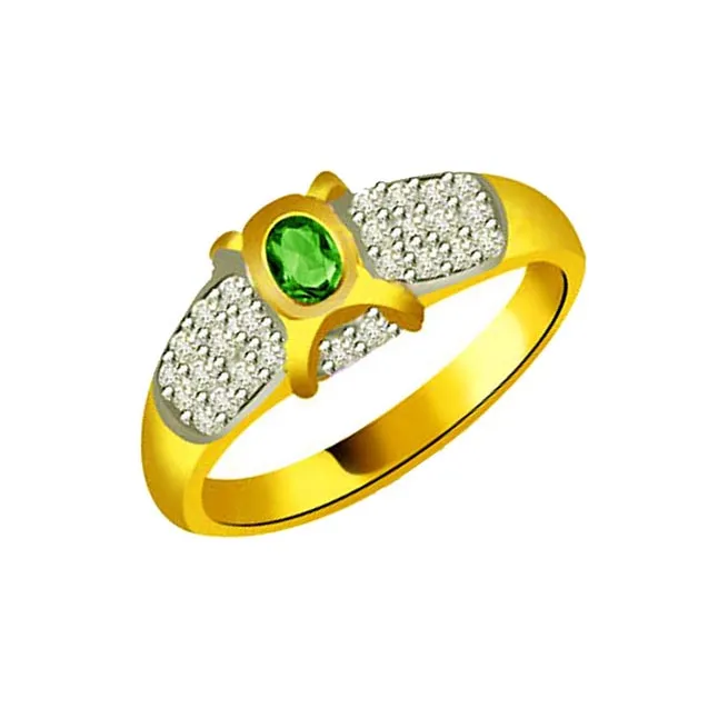 Shine of Bridal 0.30cts Diamond & Emerald Gold Ring (SDR1093)