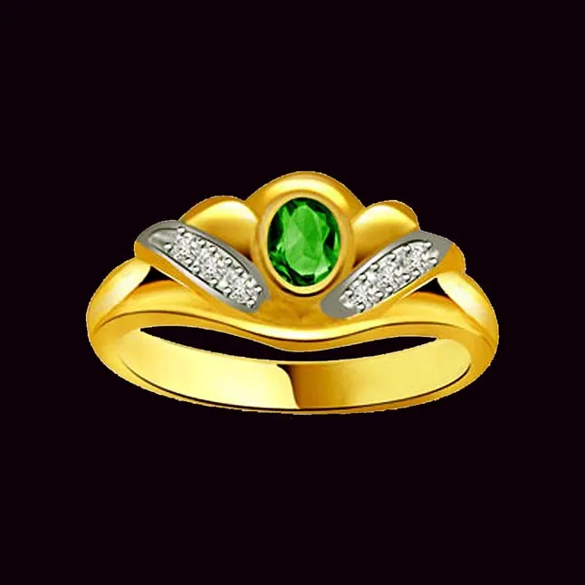 Hariyali Beauty Classic Diamond & Emerald Ring (SDR1097)