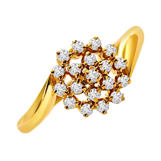 Beautiful Girl - Real Diamond Flower Shape 18kt Yellow Gold Ring (SDR11-48)