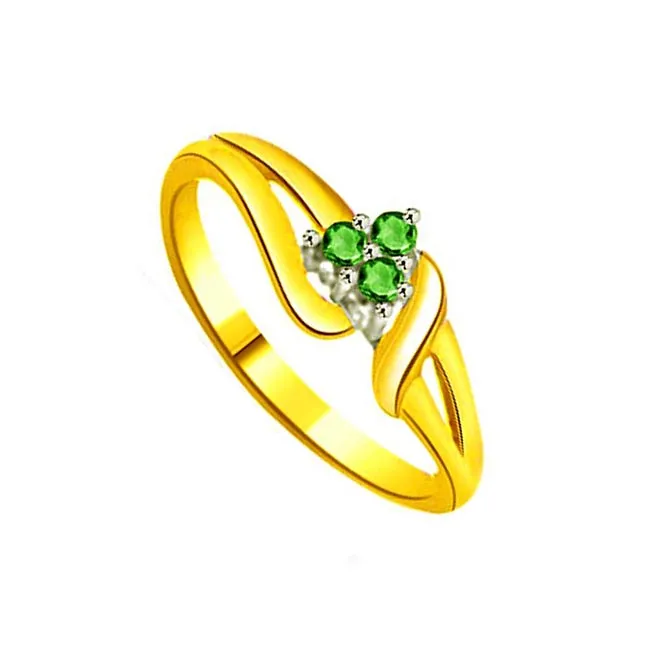 Princess Pretty Round Real Emerald Gold Ring (SDR1100)