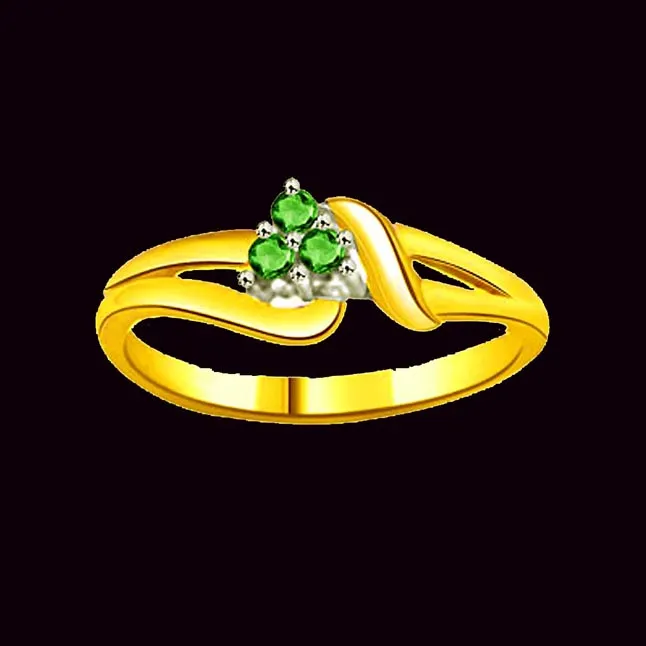 Princess Pretty Round Real Emerald Gold Ring (SDR1100)