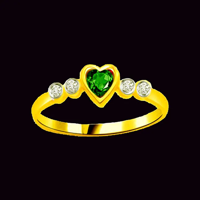 Green Heart Real Diamond & Emerald Heart Ring (SDR1106)