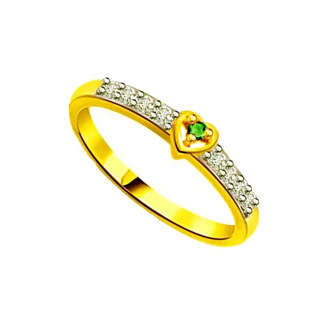 Sparkling Heartthrob Real Diamond & Emerald Heart Ring (SDR1107)