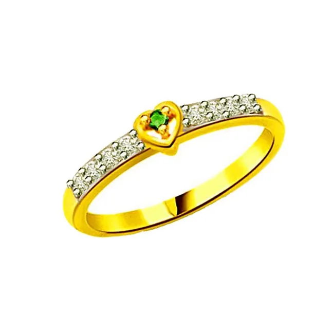 Sparkling Heartthrob Real Diamond & Emerald Heart Ring (SDR1107)
