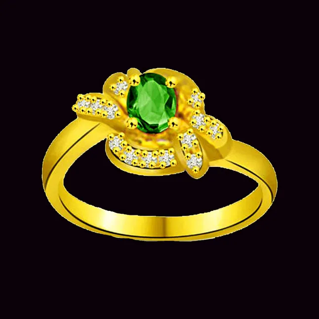 Defining Radiance 0.13cts Real Diamond & Emerald Ring (SDR1110)