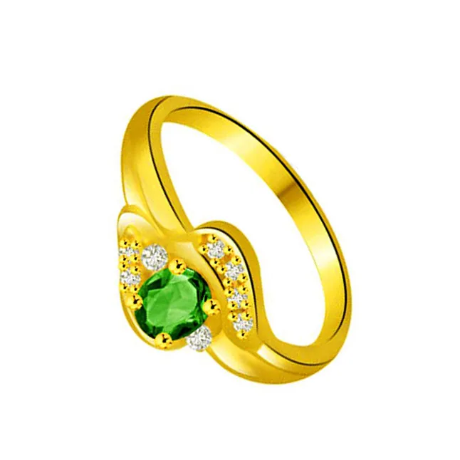 Shining Glow 0.10ct Diamond & Emerald rings SDR1111 -Diamond & Emerald