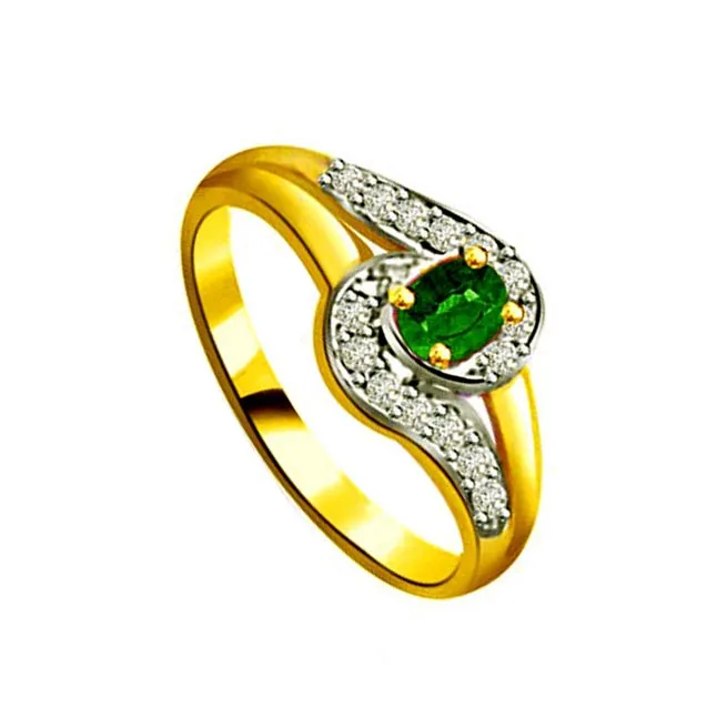 Blushing Bride 0.15cts Real Diamond & Emerald Ring (SDR1115)