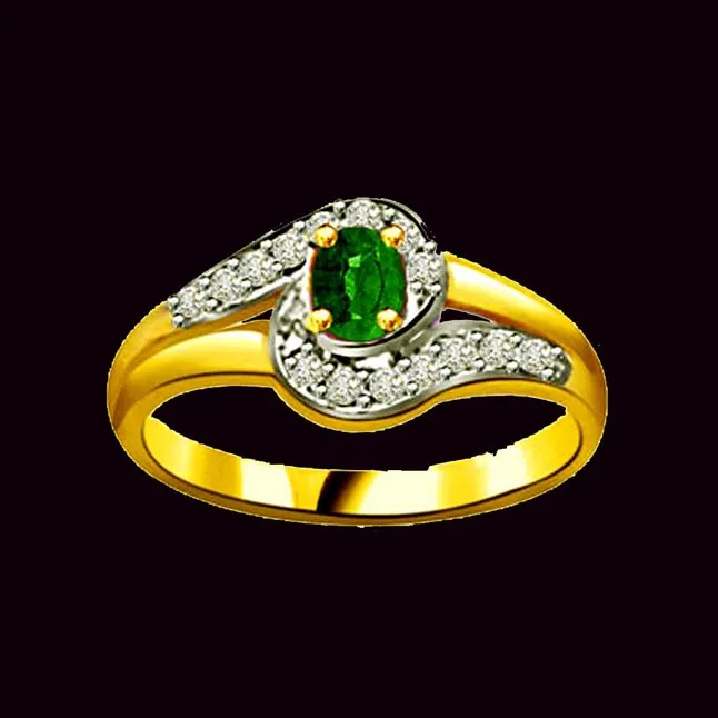 Blushing Bride 0.15cts Real Diamond & Emerald Ring (SDR1115)