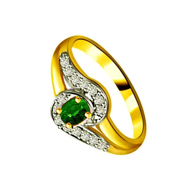 Blushing Bride 0.15cts Real Diamond & Emerald Ring (SDR1115)