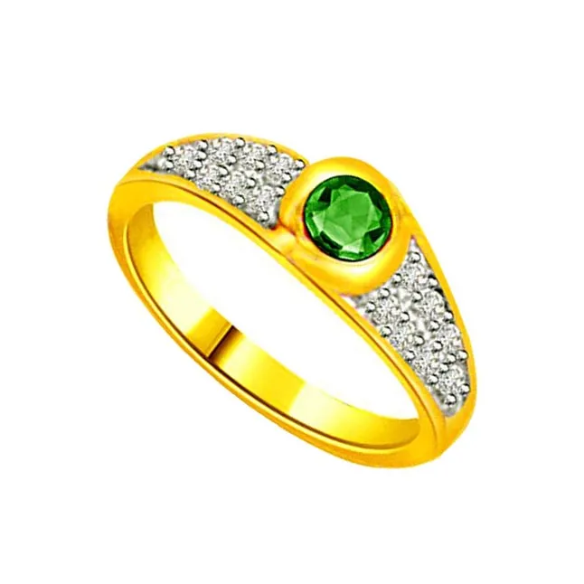 Unique Perfection 0.21cts Real Diamond & Emerald Ring (SDR1116)