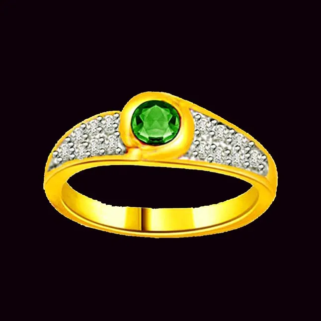 Unique Perfection 0.21cts Real Diamond & Emerald Ring (SDR1116)