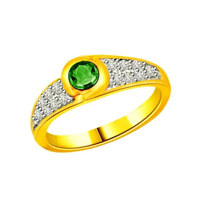 Unique Perfection 0.21cts Real Diamond & Emerald Ring (SDR1116)