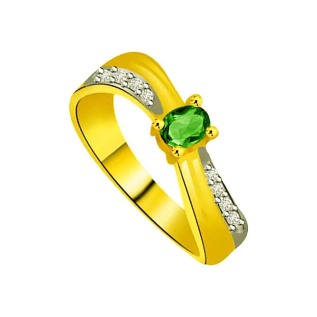 Endless Beauty 0.08cts Real Diamond & Emerald Ring (SDR1117)