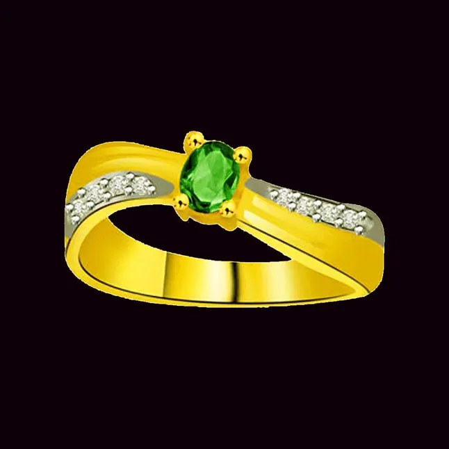 Endless Beauty 0.08cts Real Diamond & Emerald Ring (SDR1117)