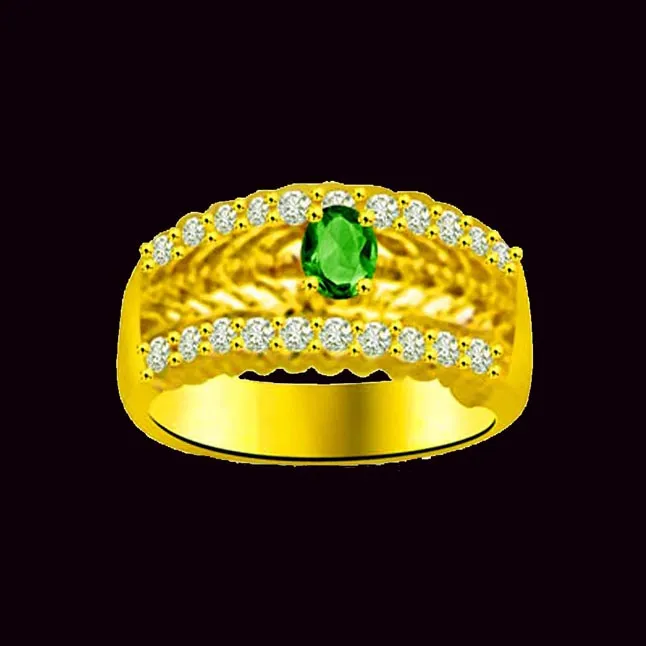 Dazzle Green 0.30cts Real Diamond & Emerald Ring (SDR1119)