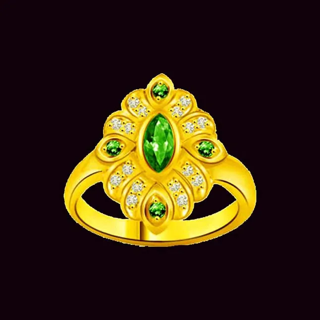 Floral Emerald Classic Real Diamond & Emerald Ring (SDR1120)