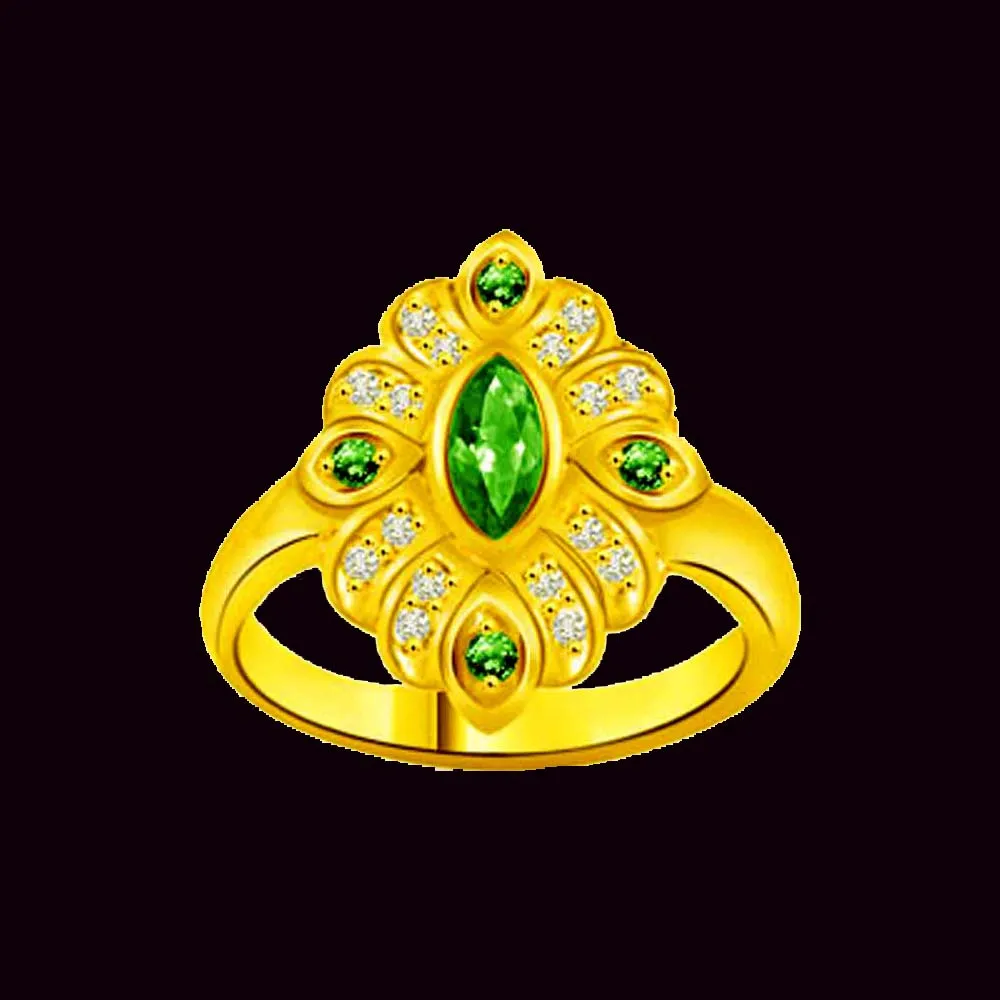 Floral Emerald Classic Diamond & Emerald rings SDR1120 -Diamond & Emerald