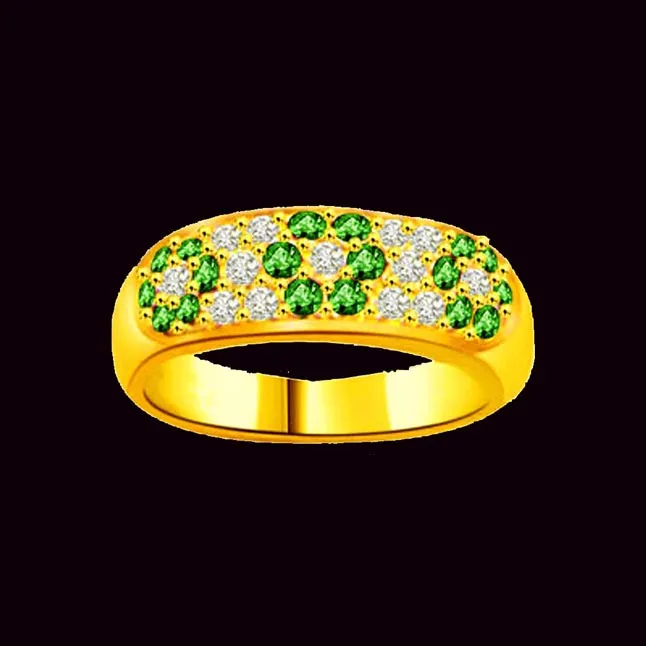 Green Flower's in Finger 0.26cts Real Diamond & Emerald Ring (SDR1121)