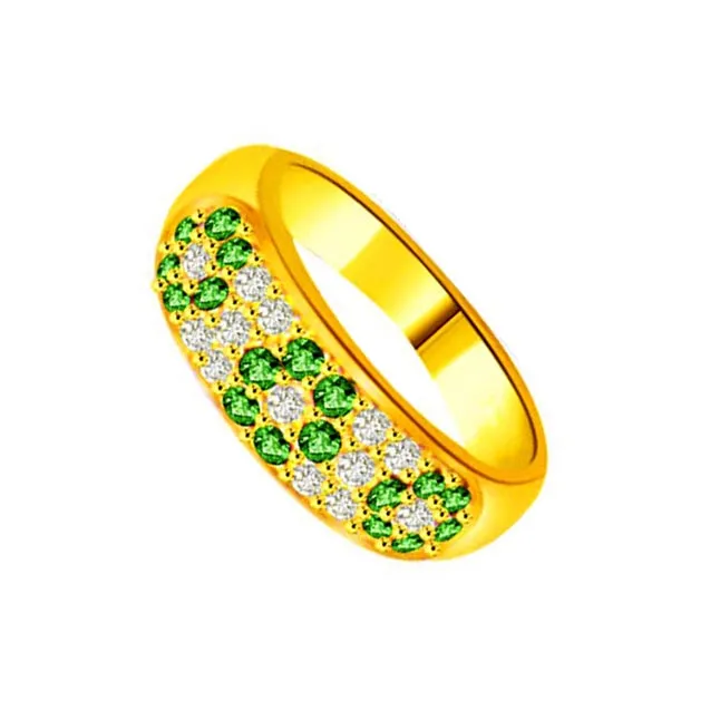 Green Flower's in Finger 0.26cts Real Diamond & Emerald Ring (SDR1121)