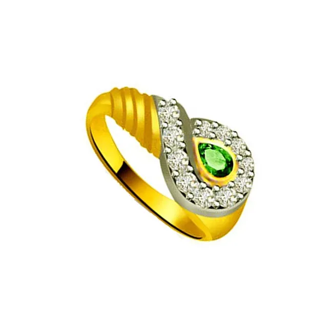 Glorious Sunshine 0.11cts Real Diamond & Emerald Ring (SDR1122)