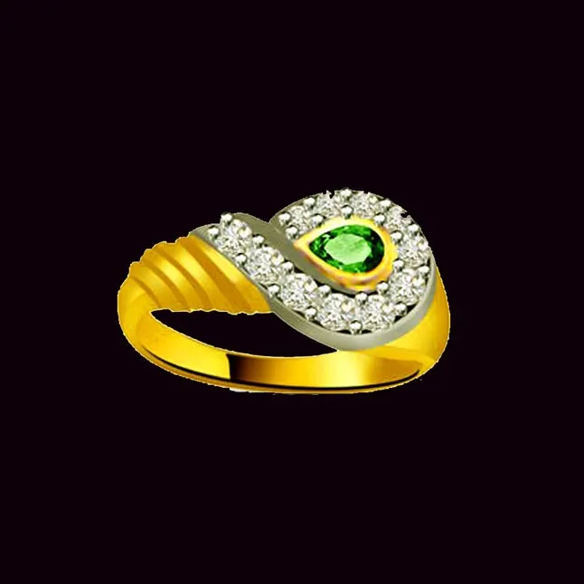 Glorious Sunshine 0.11cts Real Diamond & Emerald Ring (SDR1122)