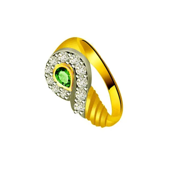 Glorious Sunshine 0.11cts Real Diamond & Emerald Ring (SDR1122)