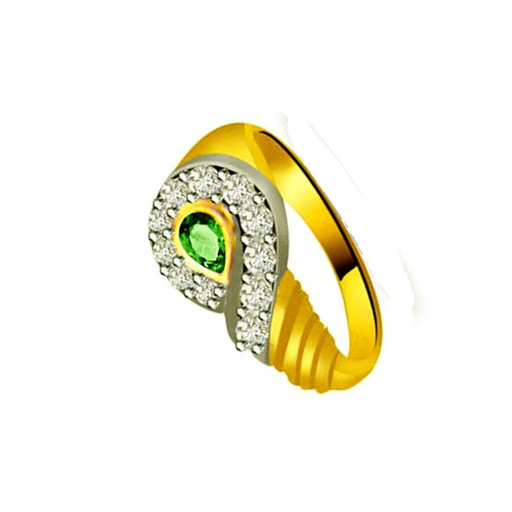 Glorious Sunshine 0.11ct Diamond & Emerald rings SDR1122 -Diamond & Emerald