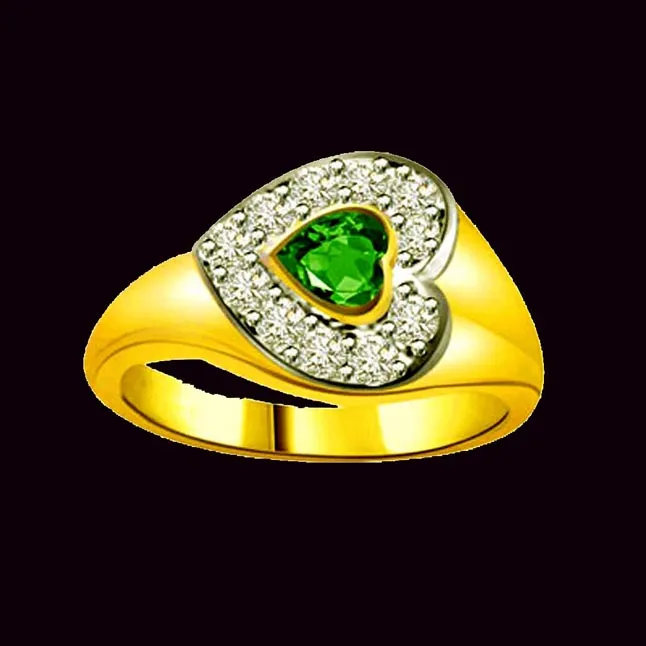 Shining Stars 0.16cts Real Diamond & Emerald Ring (SDR1124)