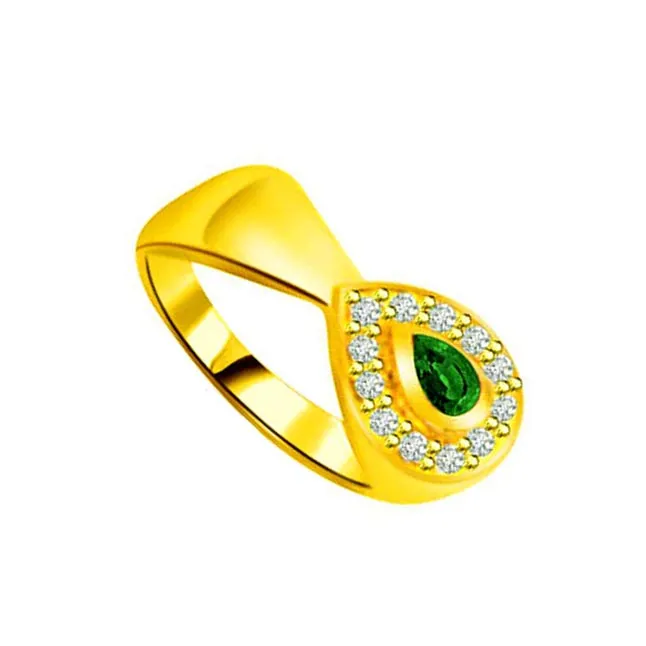 Divine Grace Classic Real Diamond & Emerald Ring (SDR1125)