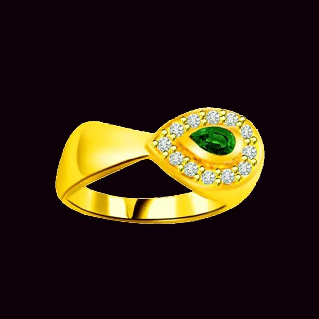 Divine Grace Classic Real Diamond & Emerald Ring (SDR1125)