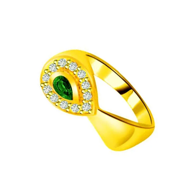 Divine Grace Classic Real Diamond & Emerald Ring (SDR1125)