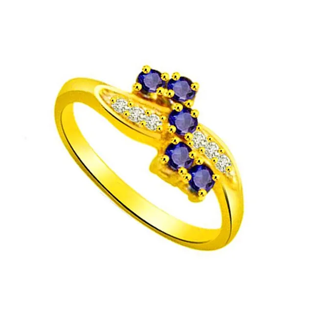 Diamond Dreams - Real Diamond & Blue Sapphire Ring (SDR1130)